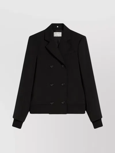 Sportmax Fascia Double-breasted Bomber Jacket In Black Stretch Wool