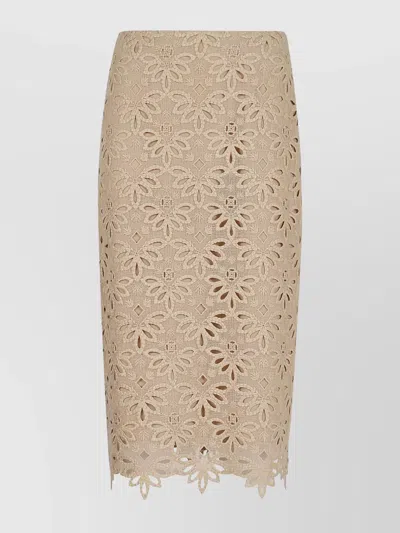 Ermanno Scervino Embroidered Cut-out Detailed Midi Skirt In Neutrals