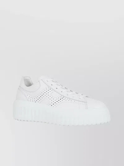 Hogan H Stripes Leather Trainer In White