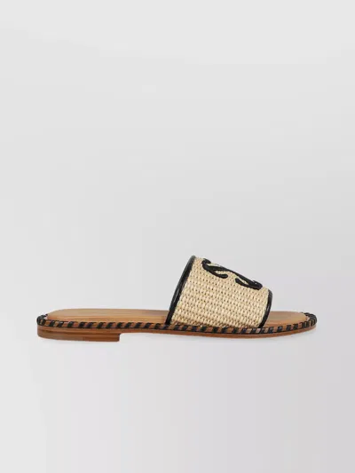 Off-white Twist Raffia Arrow Pantoletten In Beige