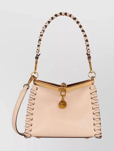 Etro Vela Mini Leather Shoulder Bag In 粉色的