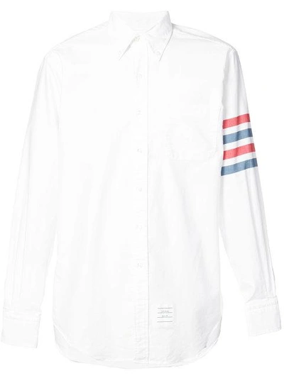 Thom Browne Button-down Collar Striped Cotton Oxford Shirt In Rwbwht 960