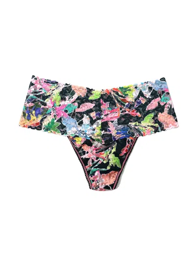Hanky Panky Plus Size Printed Retro Lace Thong In Multicolor