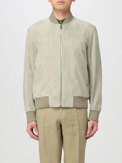 Paul Smith Suede Bomber Jacket In Grey