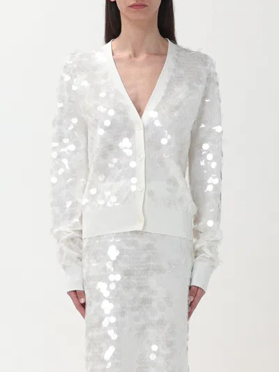 N°21 Sequin Cardigan In White