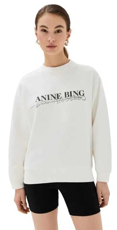 Anine Bing Ramona Doodle Cotton Sweatshirt In Nude & Neutrals