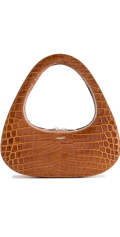 Coperni Crossbody Baguette Swipe Bag In Brown