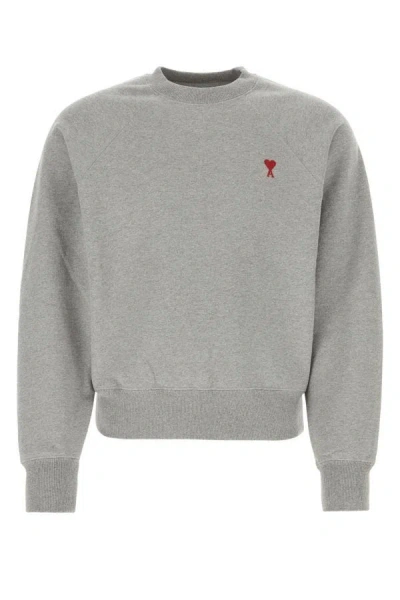 Ami Alexandre Mattiussi Ami Man Grey Cotton Sweatshirt In Gray