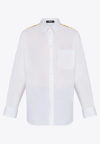 Versace Barocco Print Long-sleeved Shirt In White