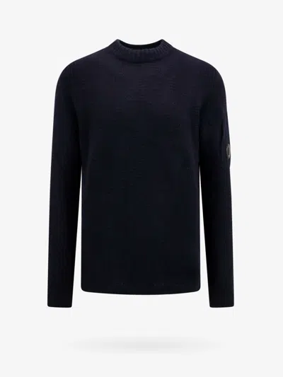 C.p. Company C. P. Company Man Sweater Black Size 38 Cotton, Polyamide In Blue