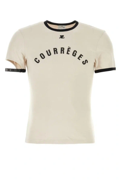 Courrèges Logo Print T-shirt In Grey