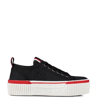 Christian Louboutin Super Pedro Monogram Red Sole Sneakers In Black