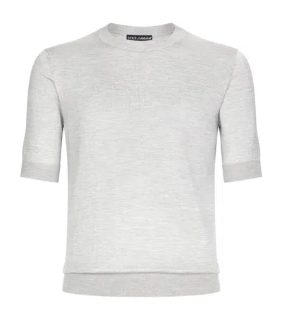 Dolce & Gabbana Short-sleeve Silk T-shirt In Grey