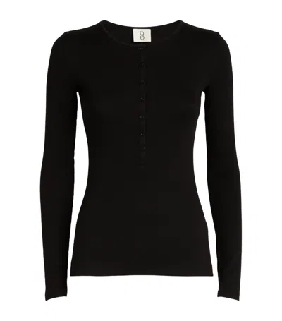 Ninety Percent Ribbed Button-front Top In Black