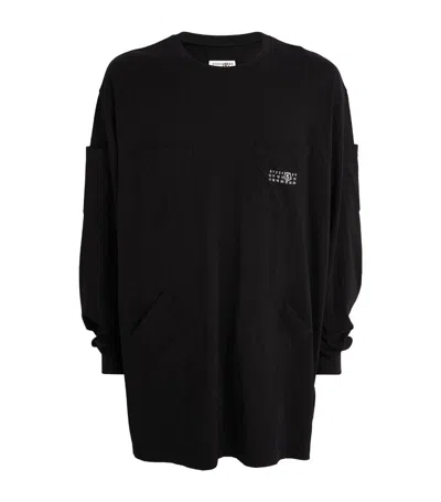 Mm6 Maison Margiela Oversized 6-pocket Long-sleeve T-shirt In Black