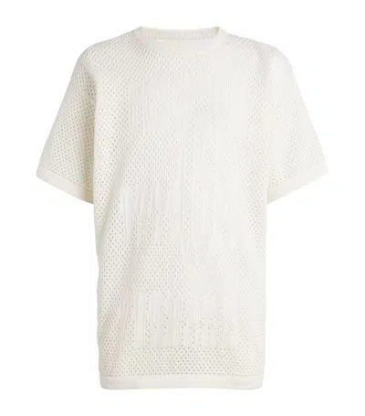 Mm6 Maison Margiela Intarsia-knit Cotton T-shirt In White