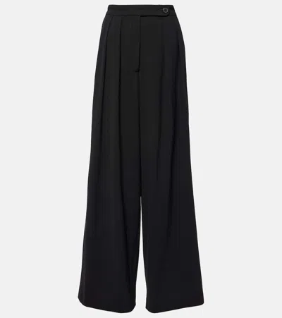 Dries Van Noten Pamplona Pleated Wool-blend Trousers In Black