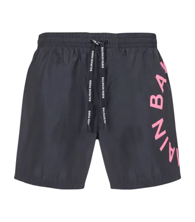 Balmain Logo-print Swim Shorts In Pink