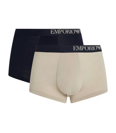 Emporio Armani Soft Touch Eco Viscose Trunks (pack Of 2) In Multi