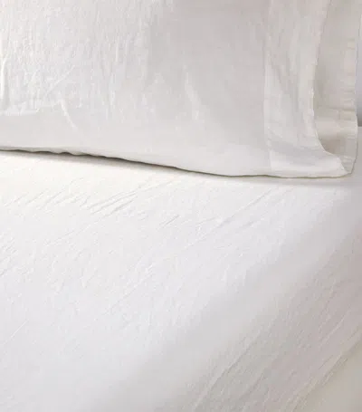 Ralph Lauren Linen Double Fitted Sheet (200m X 140cm) In Ivory