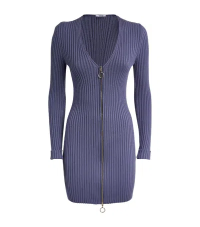 Wolford Virgin Wool-cotton Ribbed Dress In Blue