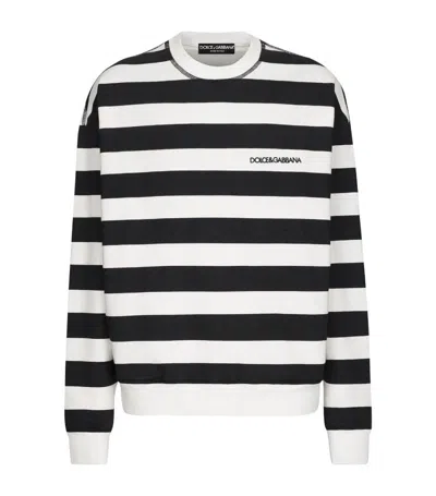 Dolce & Gabbana Cotton Striped Sweatshirt In Variante Abbinata (white)