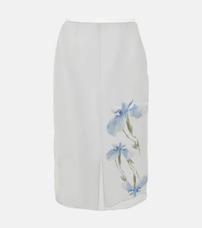 Givenchy Iris-printed Silk Midi Skirt In Blue