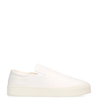 The Row Leather Dean Sneakers In White