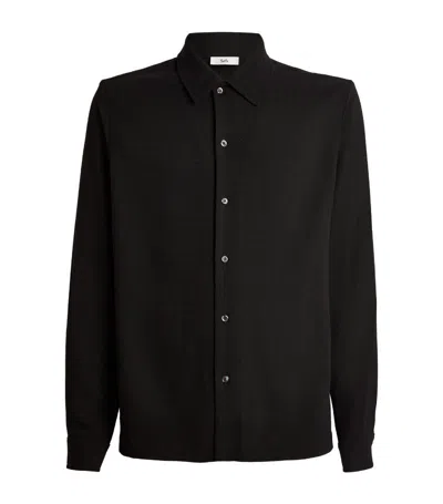 Séfr Wool-blend Crepe Shirt In Black