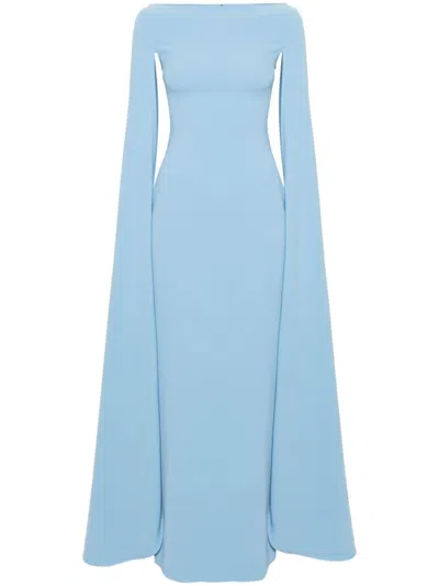 Solace London Sadie Crepe Maxi Dress In Blue
