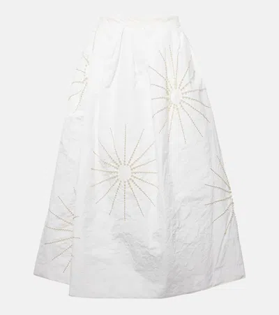 Dries Van Noten Sonie Embellished Taffetta Midi Skirt In White