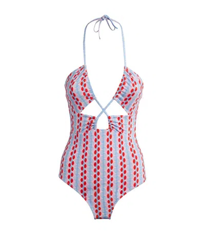 Evarae Patterned Halterneck Rocio Swimsuit In Pink