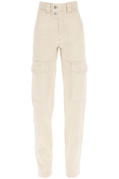 Isabel Marant Étoile Women's High-waisted Denim Cargo Trousers In Beige For Ss23 In Cream