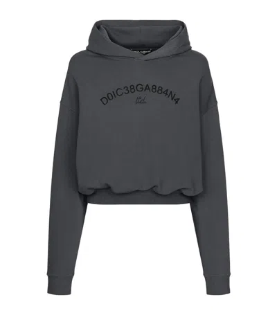 Dolce & Gabbana Logo-print Cotton Hoodie In Gray