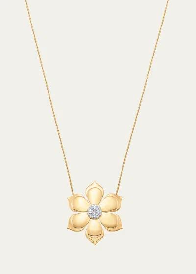 Sara Weinstock Lierre Diamond Flower Pendant Necklace In Yellow Gold/ Diamond