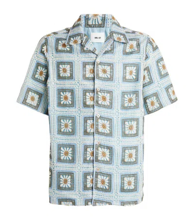 Nn07 Crochet Short-sleeve Shirt In Blue
