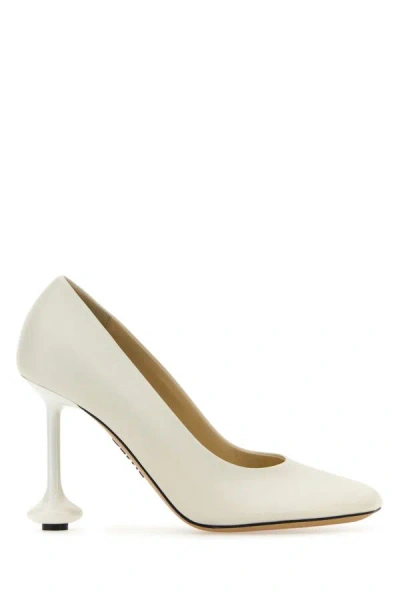 Loewe Woman Ivory Leather Toy Pumps In White