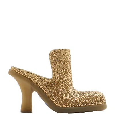 Burberry Highland Crystal-embellished Mules In Gold