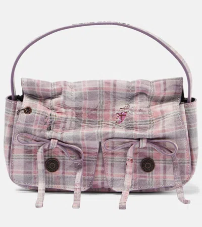 Acne Studios Atroska Tea Towel Micro Leather Shoulder Bag In Pink