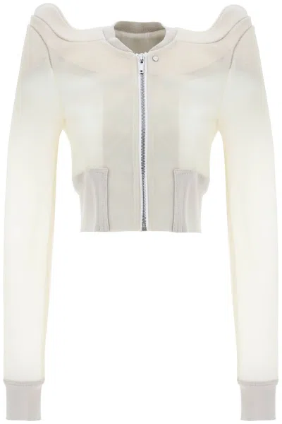Rick Owens Semi-transparent Leather Bomber Jacket Women In White