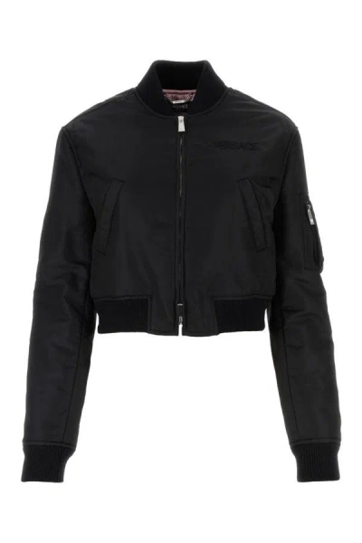 Versace Woman Black Nylon Bomber Jacket