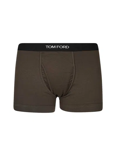 Tom Ford Stretch-cotton Boxer Briefs In Brown