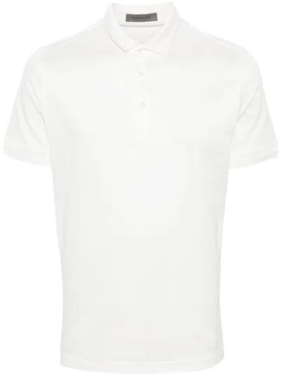 Corneliani Ribbed Polo Shirt In White