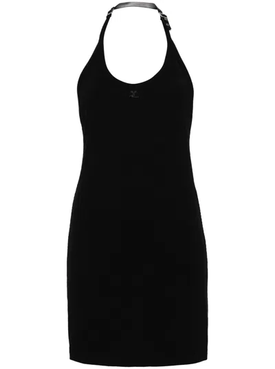 Courrèges Holistic Buckle 90's Ribs Long Dress Women Black In Cotton