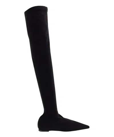 Dolce & Gabbana Stretch Jersey Cuissard Boot In Black