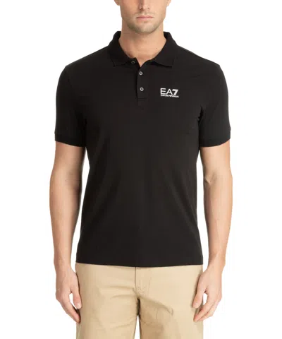 Ea7 Logo-print Polo Shirt In Black