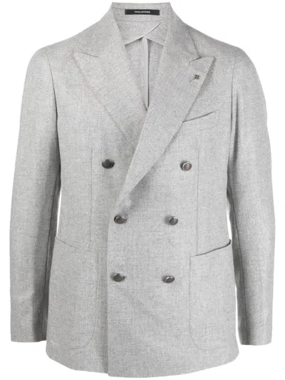 Tagliatore Grey Double-breasted Blazer Jacket In Gray