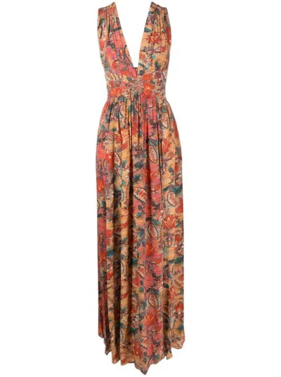 Ulla Johnson Orange Printed Maxi Dress