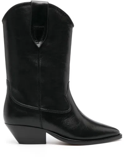 Isabel Marant Pointed Toe Block Heel Ankle Boots In Black