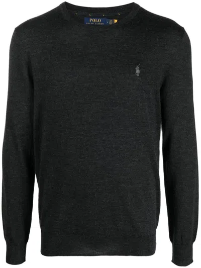 Polo Ralph Lauren Embroidered-pony Knit Jumper In Gray